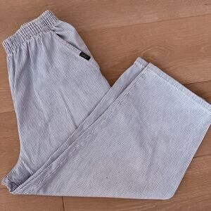 Vtg 90s Chic Blue White Stripe Cottage High Waist Balloon Grandma Capris Sz S